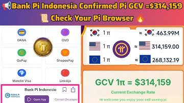 Pioneers🔥 BANK PI INDONESIA Confirmed GCV 1Pi Coin= $314,159 | Pi Coin Price| Check Your Pi Browser!