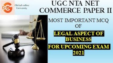 UGC NTA NET COMMERCE PAPER 2 | Most Important MCQ of Legal Aspect of Business | For Upcoming Exam