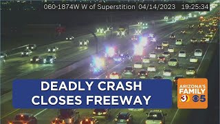 Deadly crash closes westbound lanes of US 60 in Mesa