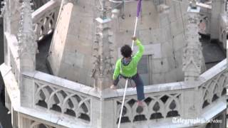 Daredevil Christian Waldner's amazing Vienna tightrope walk