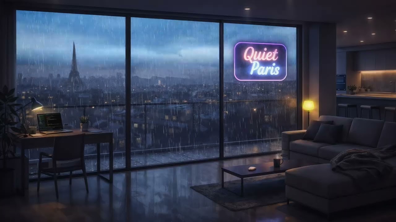 🌧️ Lofi Chill Beats for Study & Relax | Rainy Evening Above Paris
