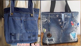Latest Applique Work &amp; Patchwork Embroidery Denim Tote Bags Designs