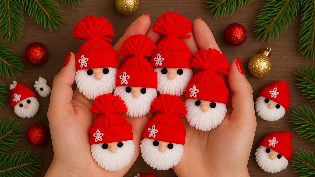 😍Самый простой рождественский подарок/🎉Создание Санта-Клауса из пряжи для вязания