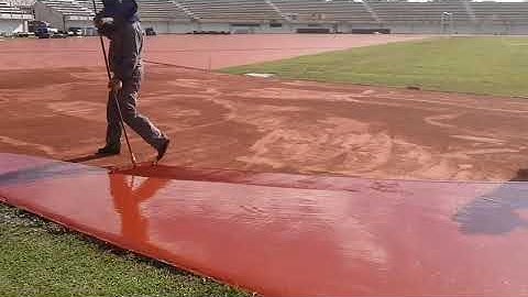 Synthetic Sports Track & Field installation Polyurethane material, machinery