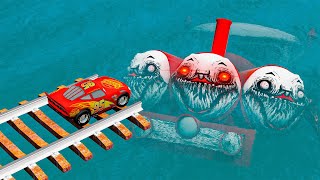 Lightning McQueen, But Underwater Big CURSED Choo-Choo Charles in BeamNG.drive