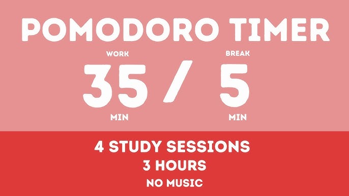 Pomodoro Technique 8 x 25 min - Study Timer 4 h 