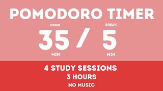 35 / 5  Pomodoro Timer  3 hours study || No music  Study for dreams  Deep focus  Study timer