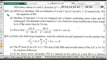 Class 10 Maths ICSE Model Test Paper - 2 || Q.No. 2 ||