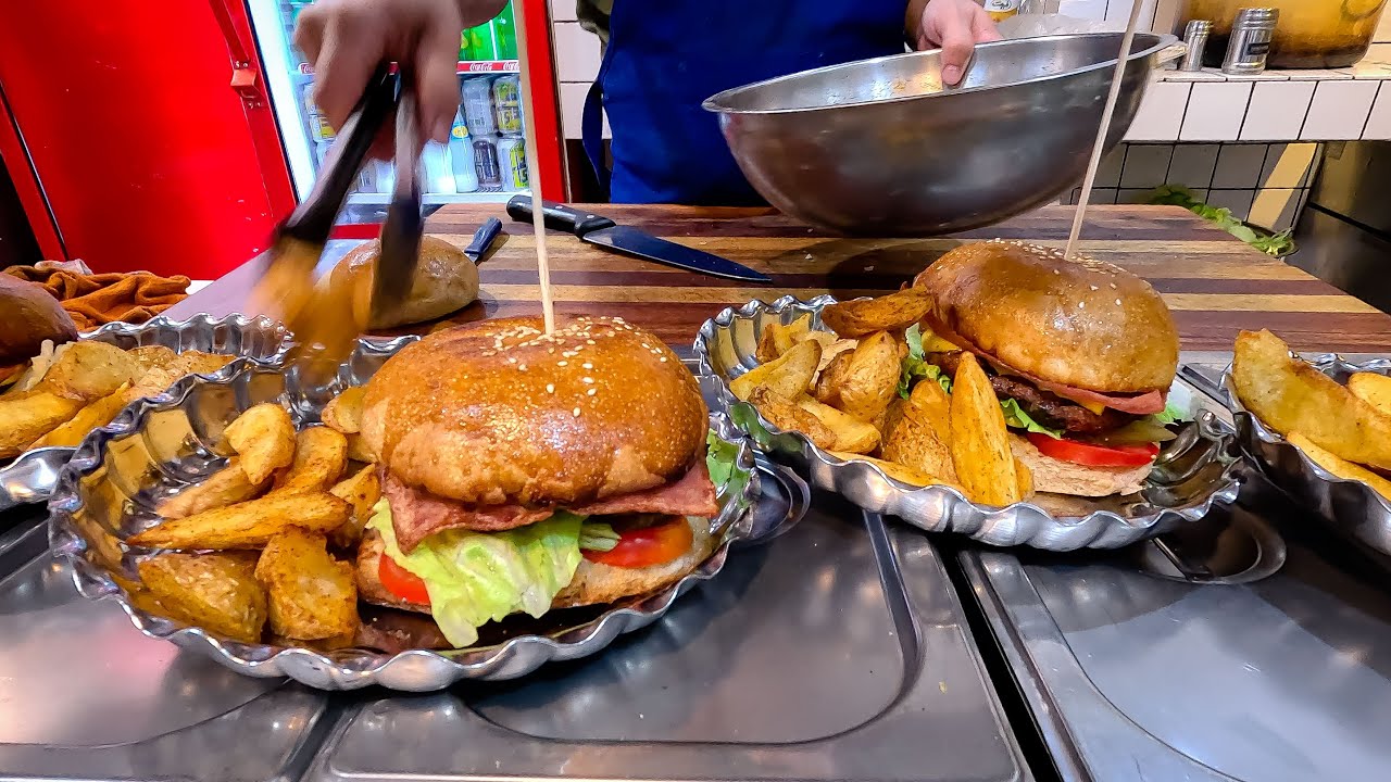 Amazing burger with Iranian style homemade bread YouTube