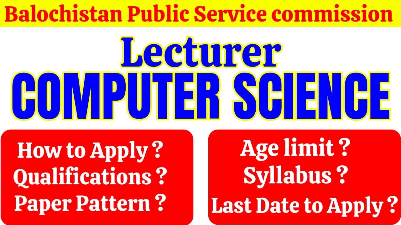 BPSC Lecturer Computer Science Jobs 2026 | Last Date 09 Feb, Syllabus & Test Plan with Guidance