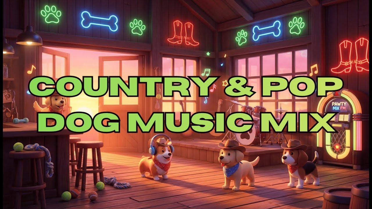 Country Dog Saloon Bash 🤠🐶🎵 | Neon Pawty Mix FM Country & Pop Dog Music Mix
