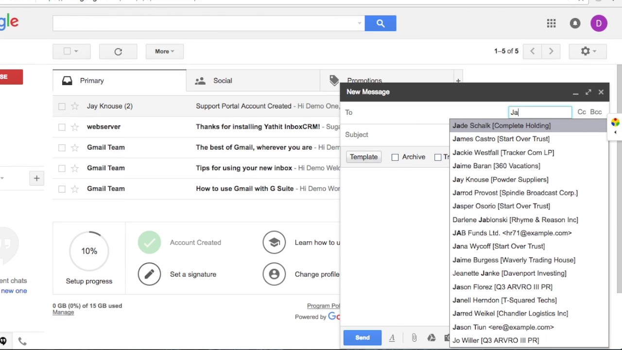 Using SugarCRM template in Gmail YouTube