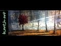 Malen mit Acrylfarben - The red tree in a dark forest