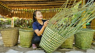 Bamboo basket weaving process  Harvest green vegetable garden goes to market sell | Ly Thi Tam