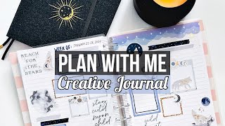 Plan With Me - Celestial Wolf Creative Journal Spread! Classic Happy Planner Bullet Journal Jan 2024