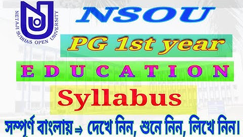 PG Education syllabus NSOU || nsou MA education syllabus || PG education @Exam.Book.