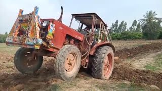 Two Belarus Tractors Pulling Raja Hall Deep Ploghing In The Soil With Raja Hall.