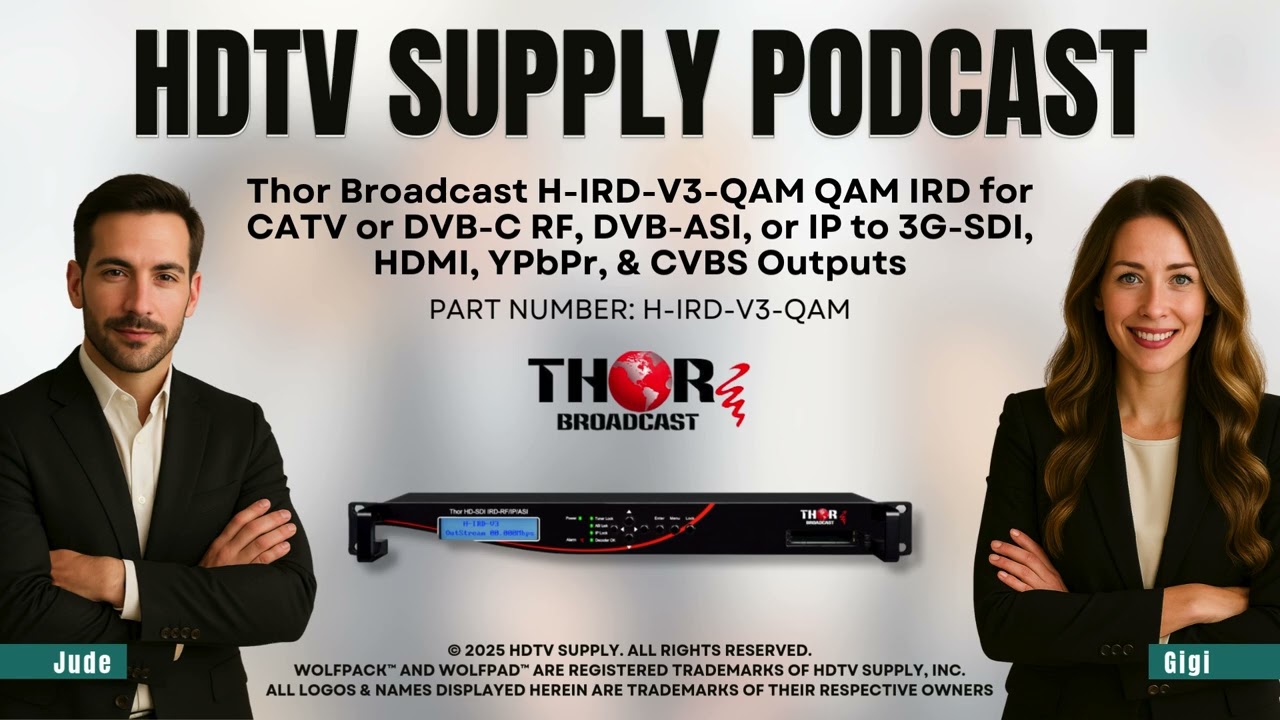 Thor Broadcast H-IRD-V3-QAM QAM IRD for CATV or DVB-C RF, DVB-ASI, or IP to 3G-SDI & CVBS Outputs