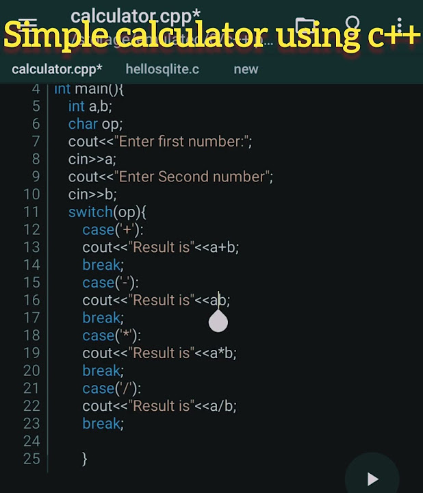 how to create a simple calculator using c++ #programminglanguage - YouTube