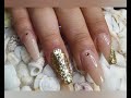 UÑAS EFECTO NAVAJA Y GLITTER DORADO (perfectas para épocas navideñas) | Clienta