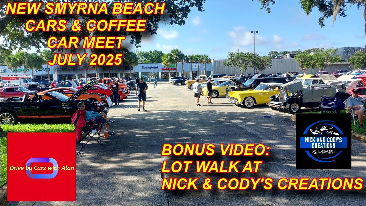 NEW SMYRNA BEACH FL. CARS & COFFEE. NICK & CODY'S GARAGE WALKING