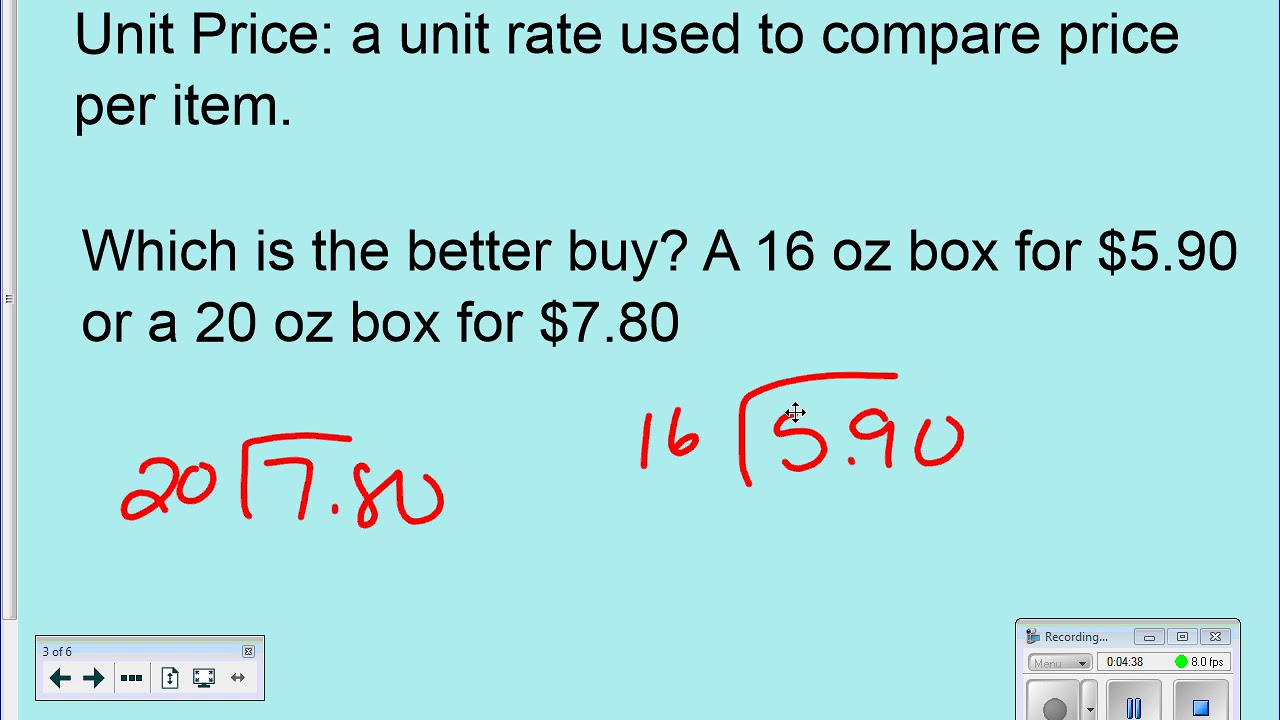 Unit Rate Examples 8 Grade 8th Grade: Lesson 5-2 Unit Rates - YouTube