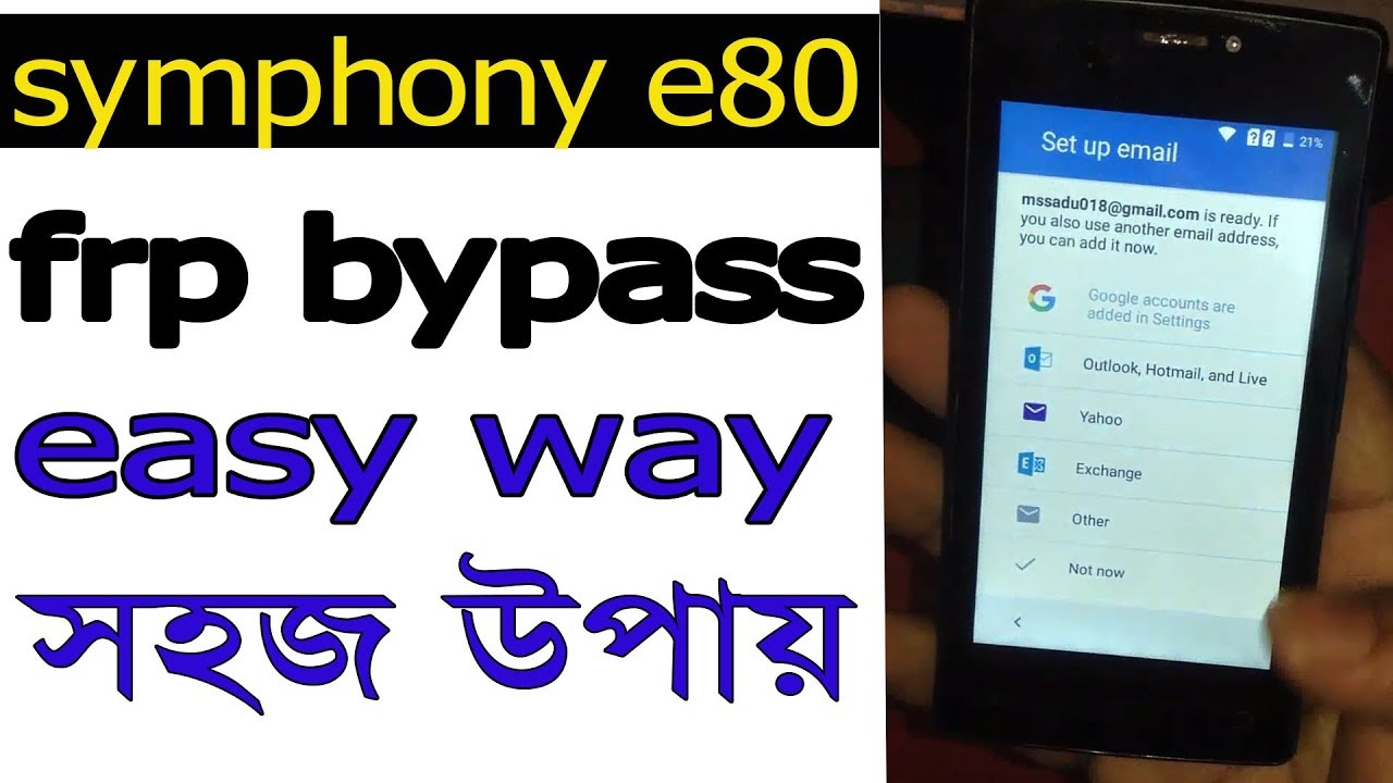 Symphony E80 Remove Frp lock , Bypass Google Account , Bypass E80, Symphony E80 frp lock