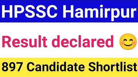 HPSSC Hamirpur result declared Clerk Post Code 962