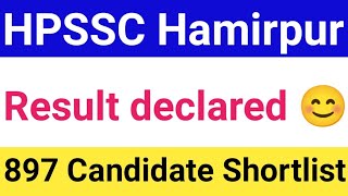 HPSSC Hamirpur result declared Clerk Post Code 962