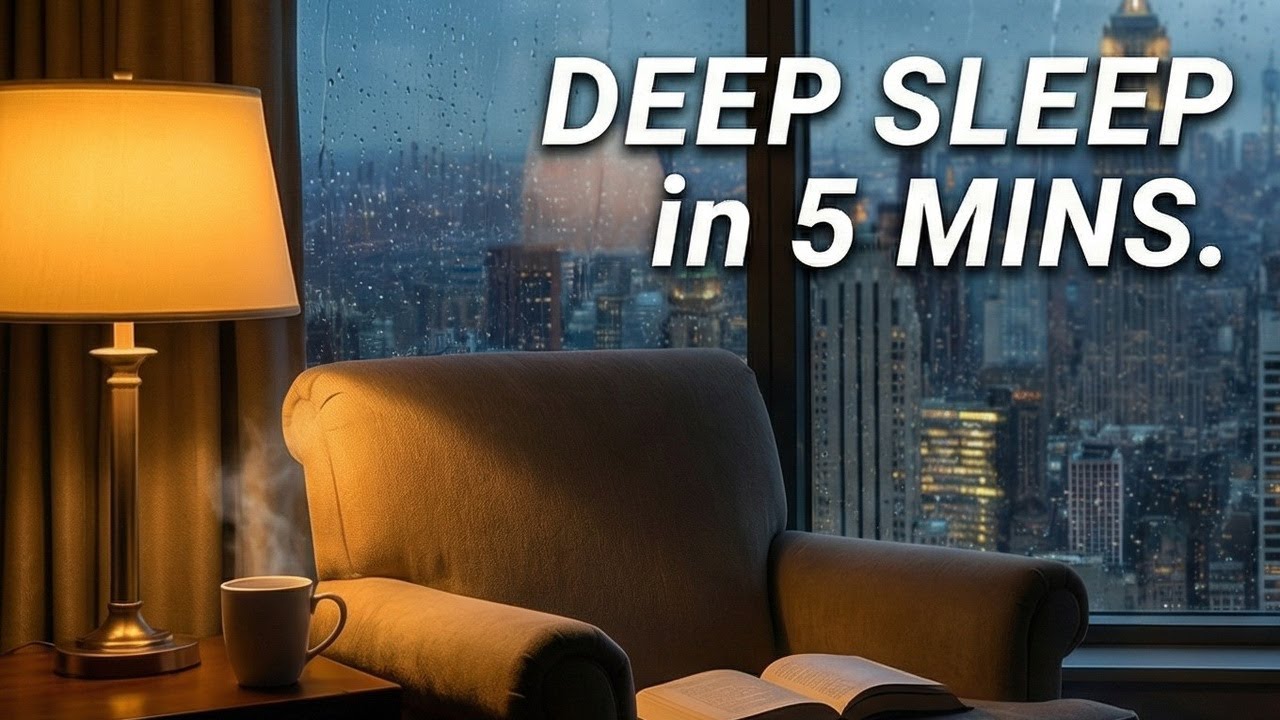 New York Rain Sounds at Night | Window View Over Central Park | 2 Hours for Sleep