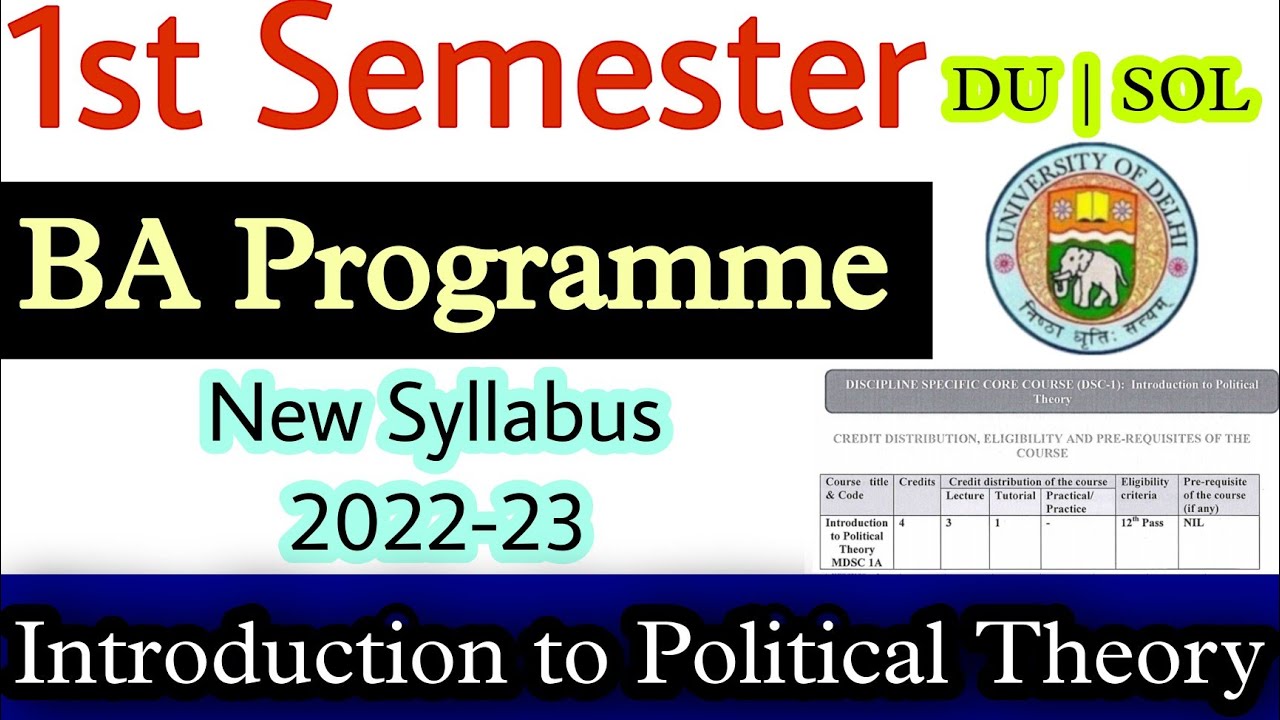 1st Sem BA Prog Introduction to political theory Syllabus 2022 | BA ...