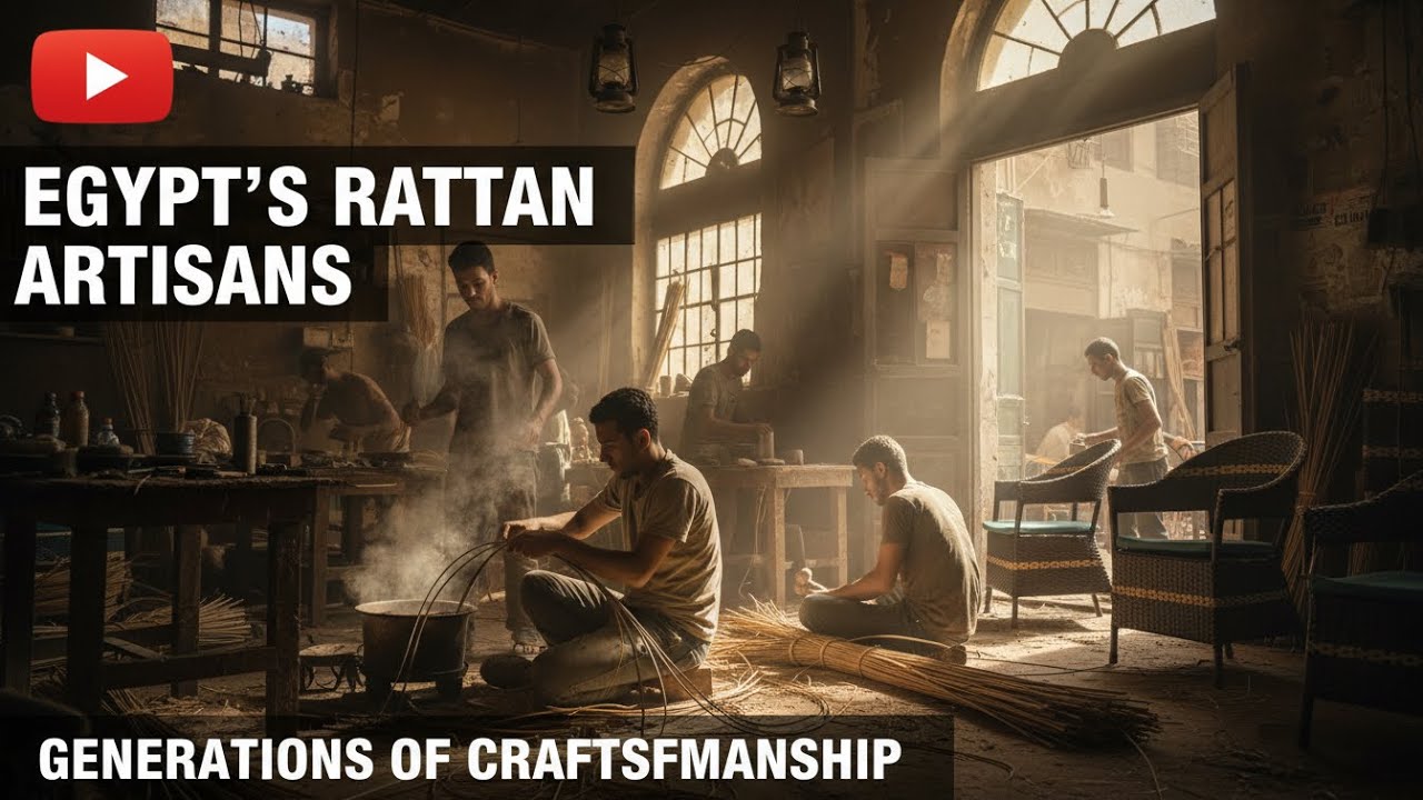 حرفي بيعمل كراسي راتان في منتهي الجمال