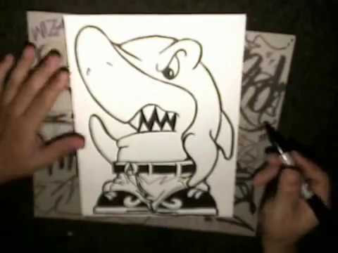 How to draw a Shark Character (CHOLO SHARK) by WIZARD