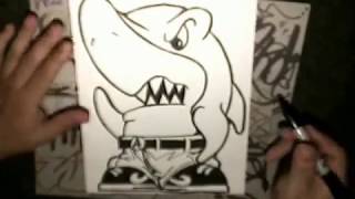 How to draw a Shark Character (CHOLO SHARK) by WIZARD