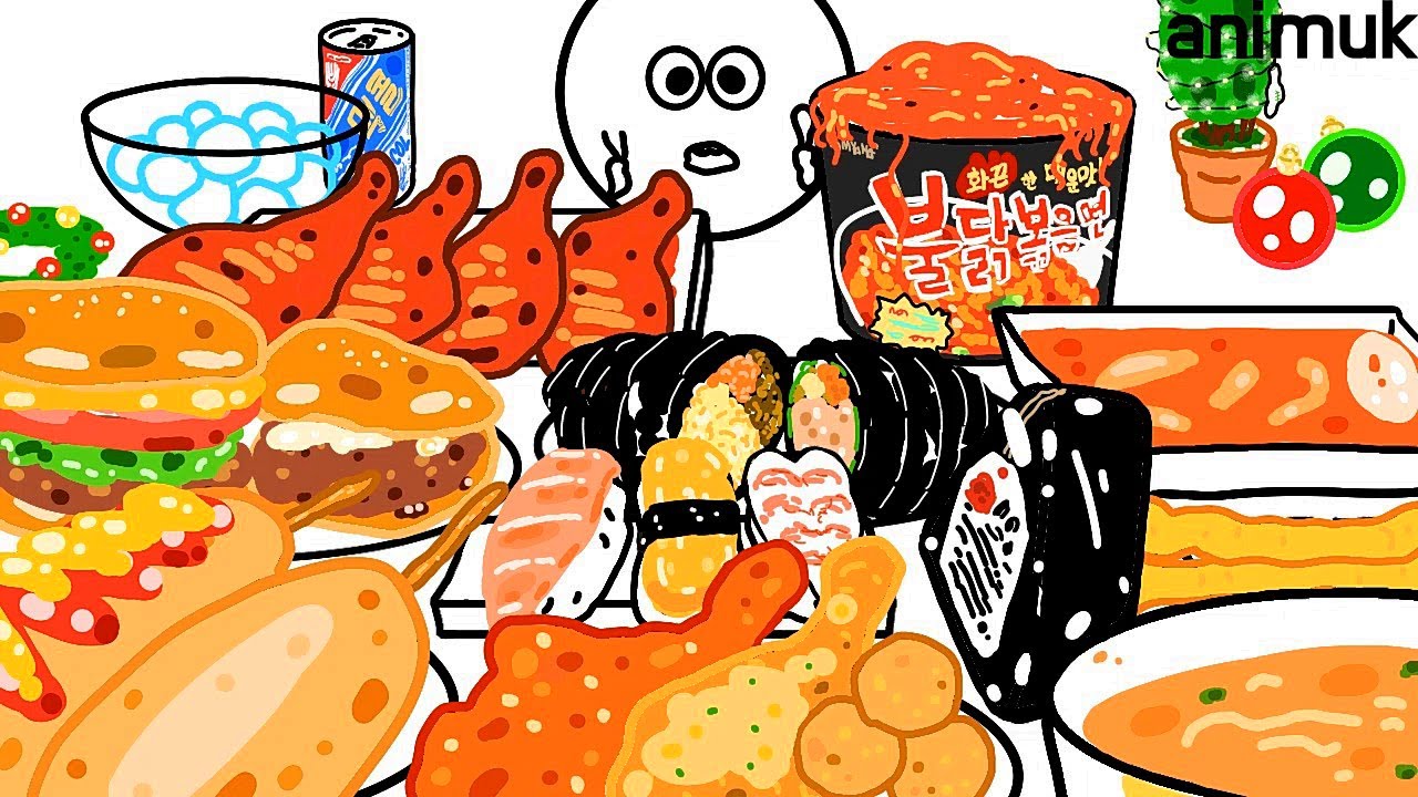 Mukbang Christmas Food 크리스마스 먹방 ANIMUK 애니먹 - YouTube