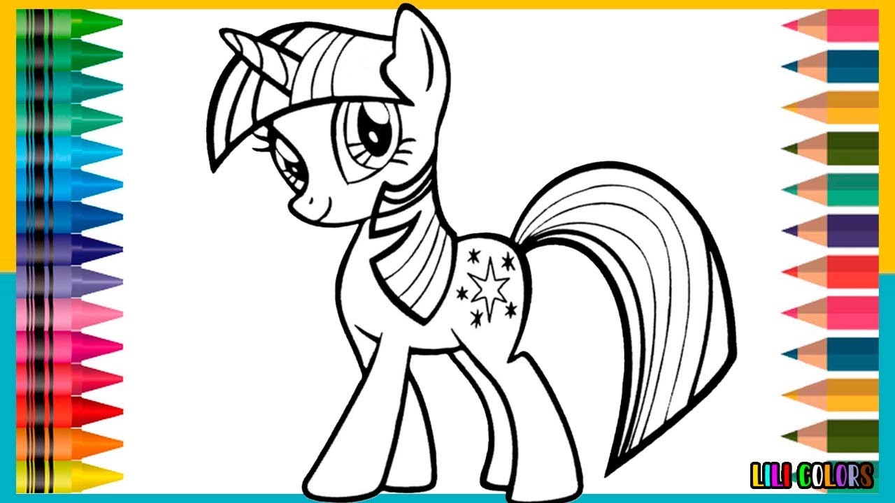 Desenho de princesa e poney para colorir