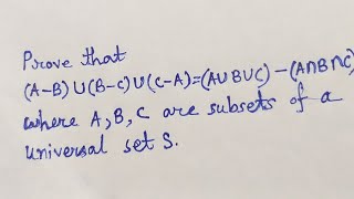 Prove that (A-B) U (B-C) U (C-A) = (AUBUC) - (A intersection B intersection C) Problem on Sets #3 Wealth
