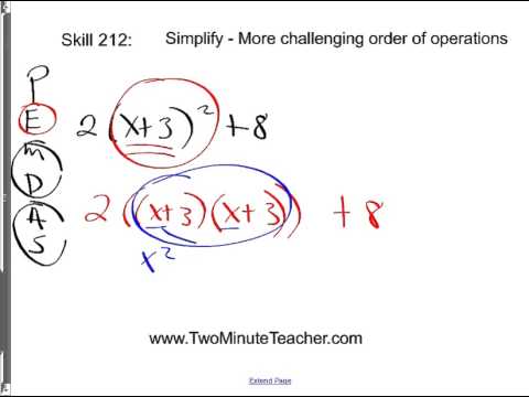 skill 212 simplify more challenging order of operations questions
