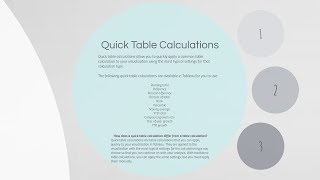 Quick Table Calculations