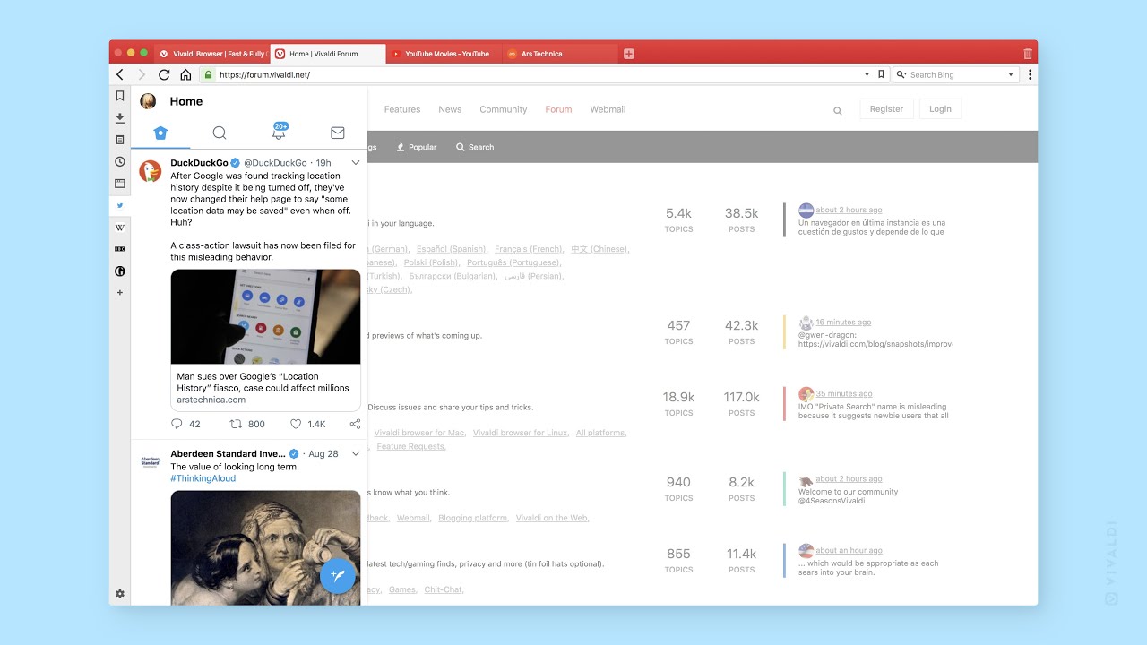Paneles web | Vivaldi Browser Help