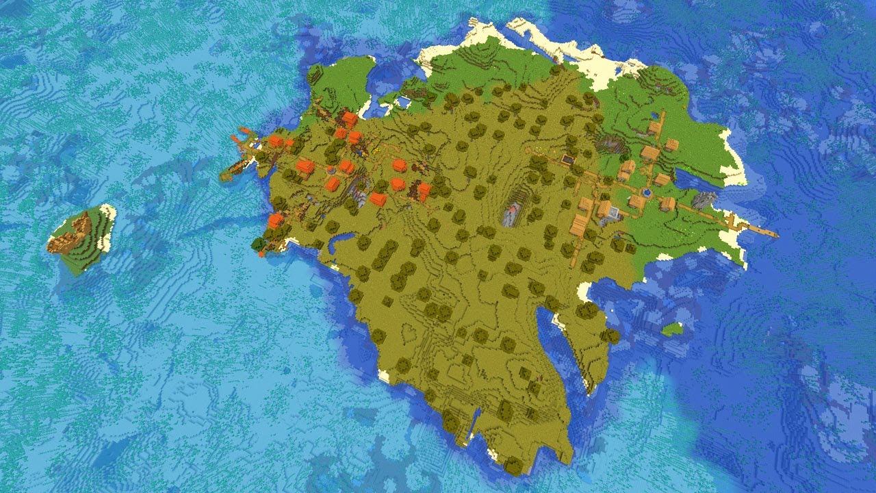 Double village island with blacksmith and diamonds at spawn! Minecraft ...