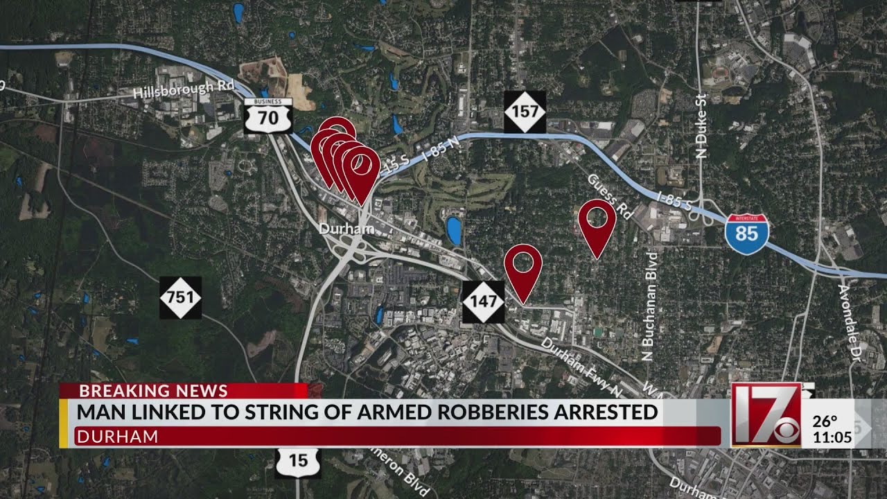 Man wanted in armed robberies in Durham arrested - YouTube