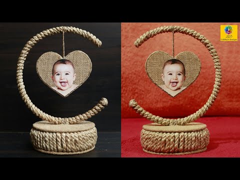 DIY Crafty Photo Frame with Jute Rope  Home Decorating Ideas Handmade 