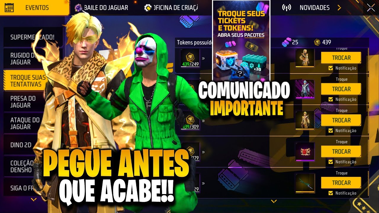 URGENTE!! ESCOLHA SUA SKIN, GARENA VAI MUDAR OS ROYALES NO FREE FIRE