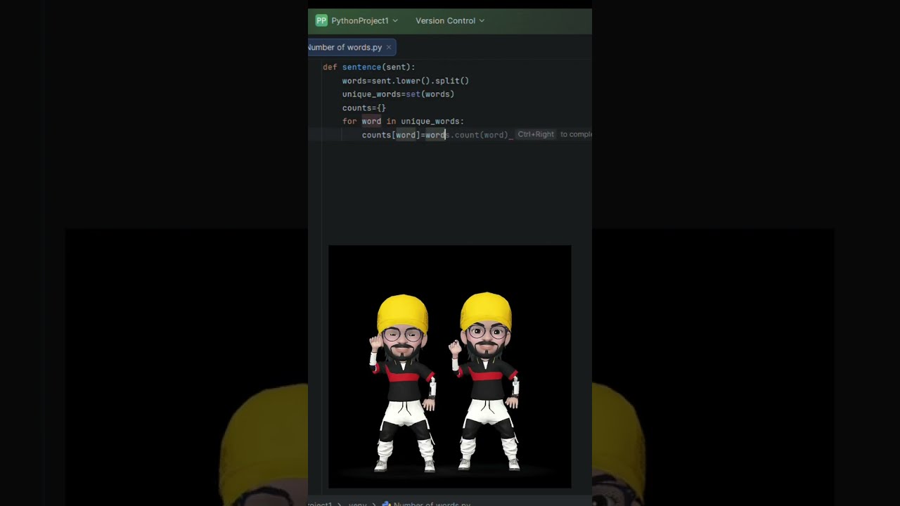 Day# 10 Word Frequency count using Python Code split method use #codinginterview #coding #python