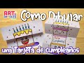 Como dibujar un PASTEL DE CUMPLEAÑOS fácil