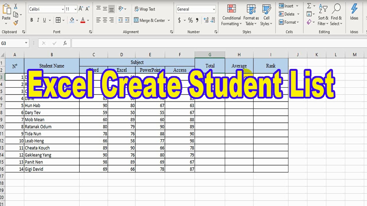 microsoft excel assignment for students