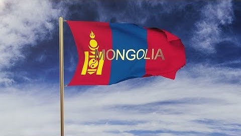 4K Mongolia flag with title waving in the wind. Looping sun rises style. Animation loop Stock video