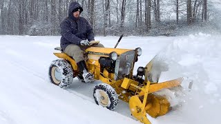 Tractor with Snowblower Working in Blizzard (Allis Chalmers BIG TEN)