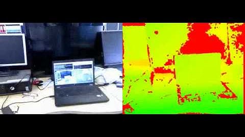 Microsoft Kinect colour image and pseudo-colour depth image